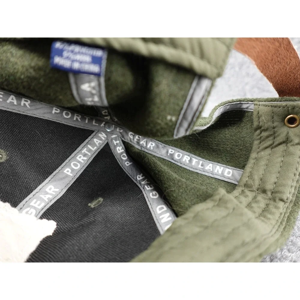Portland Gear‎ Baseball Cap Mens OSFM Green Wool Blend Leather Strap P Patch